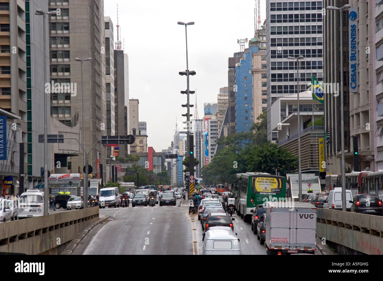 Traffic on Avenida Paulista in Sao Paulo Brazil Stock Photo