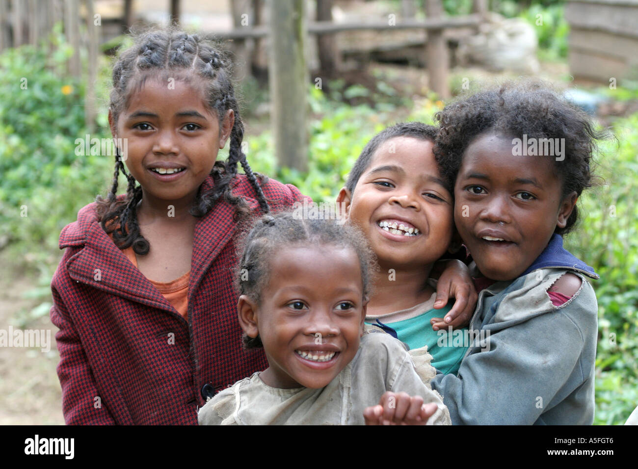 Rural children in Andasibe, Madagascar Stock Photo