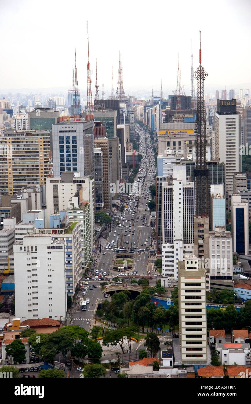 Aerial view of Avenida Paulista and Sao Paulo Brazil Stock Photo