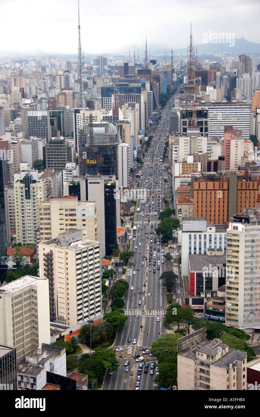 Aerial view of the Avenida Paulista and Sao Paulo Brazil Stock Photo