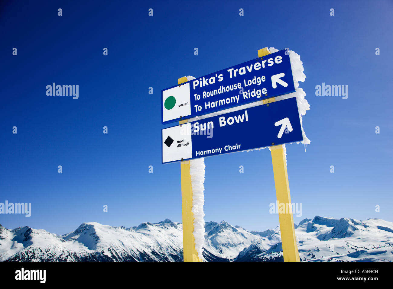 Ski resort trail signs Stock Photo - Alamy