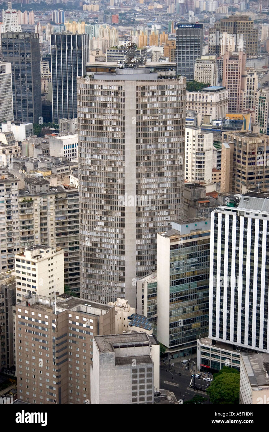 Aerial view of high rise buildings in Sao Paulo Brazil Edificio Italia