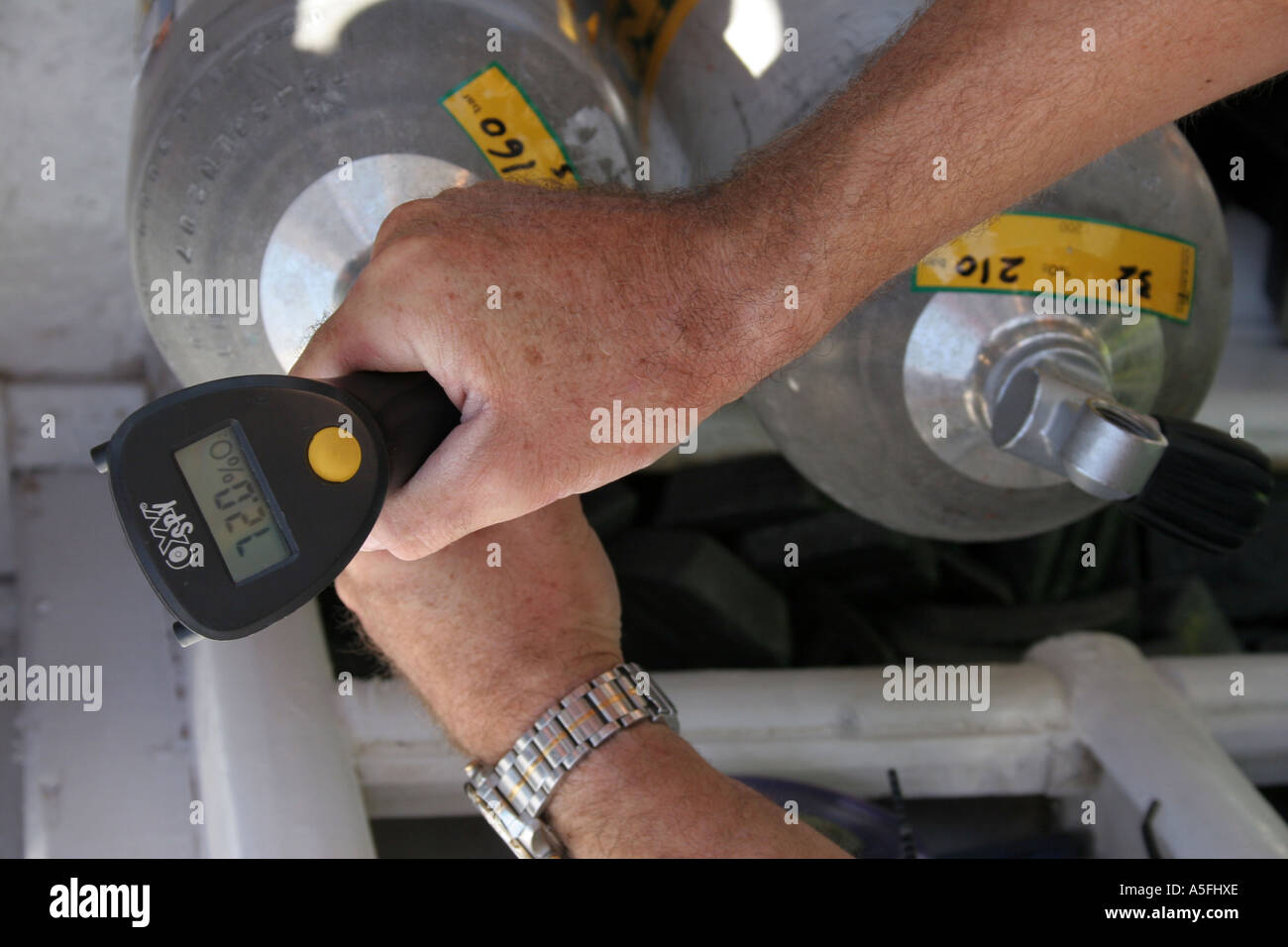The Oxygen content of a tank is analised in preparation for the world