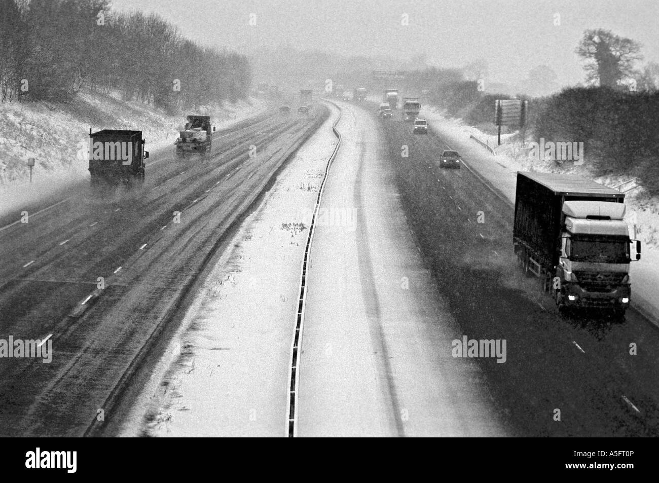 Snow on road Alvechurch Worcestershire England Stock Photo Alamy