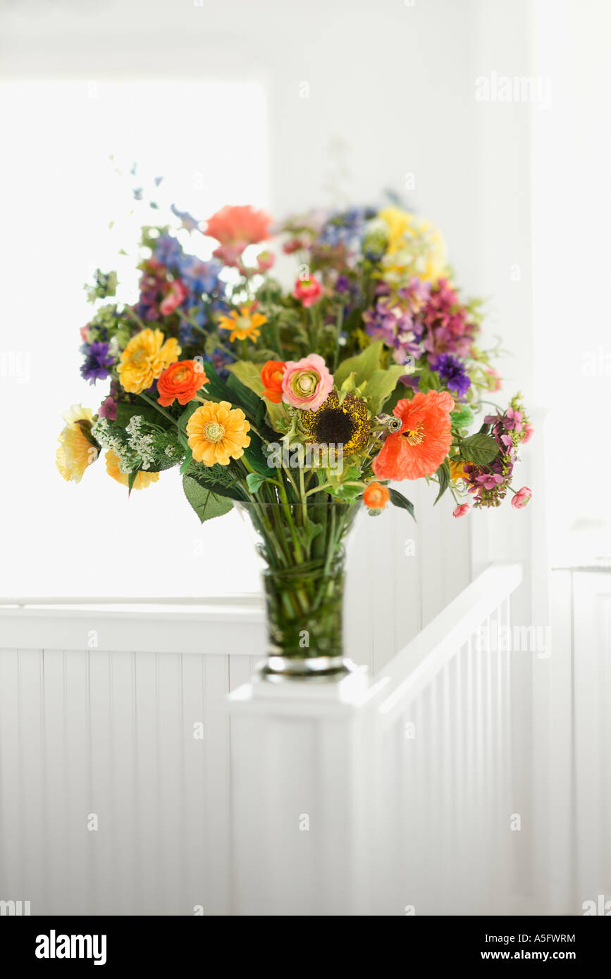 Colorful flowers arranged in vase Stock Photo - Alamy