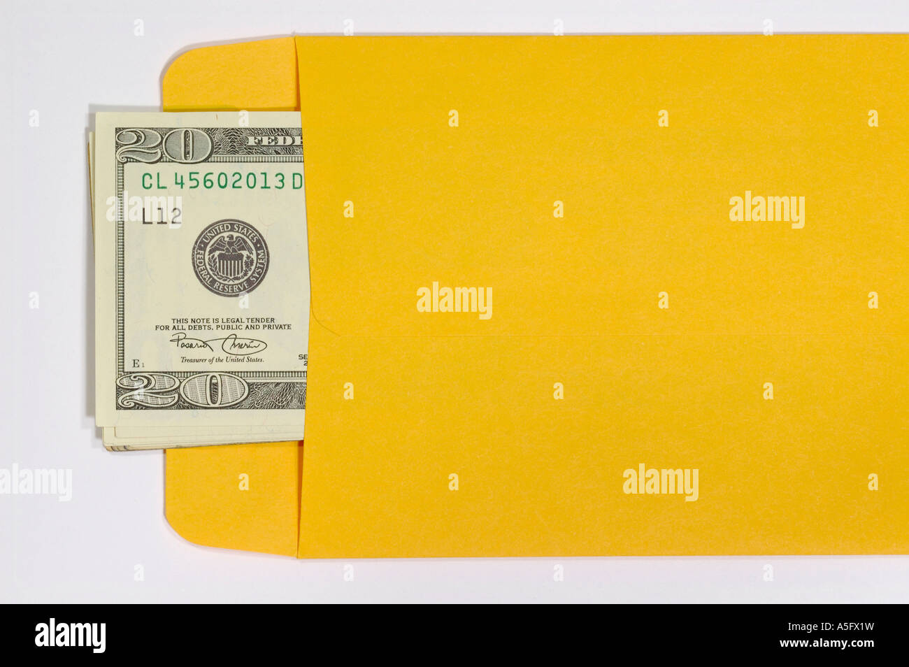 Money in an Envelope. Isolated on White Stock Photo Alamy