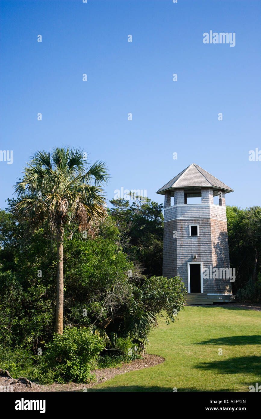 Lighthouse shaped building on Bald Head Island North Carolina Stock