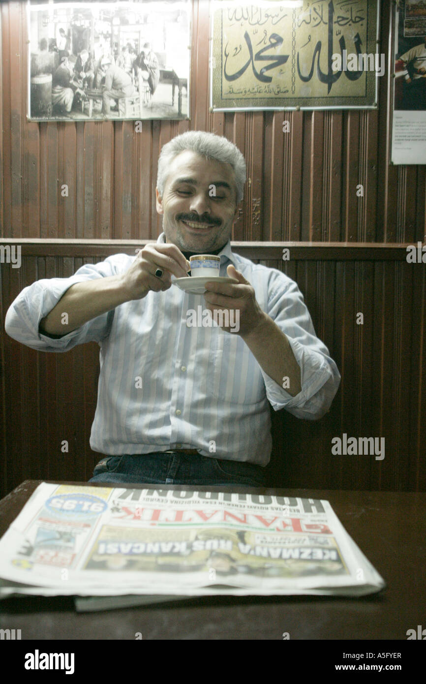 MAN DRINKING TURKISH COFFEE IN A COFFEEHOUSE, TURKEY Stock Photo Alamy