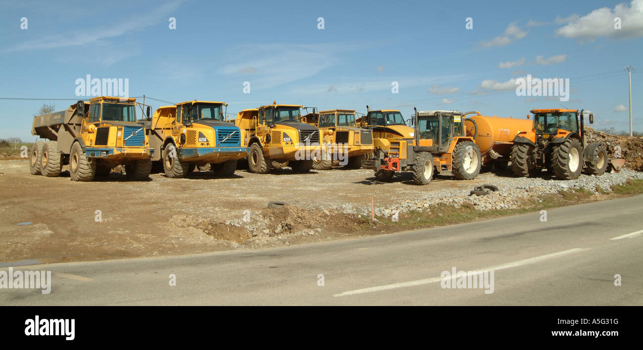 roadmakingMBF1742 Haute Vienne Limousin france Heavy construction plant ready for work on the new Bellac Bypass Stock Photo