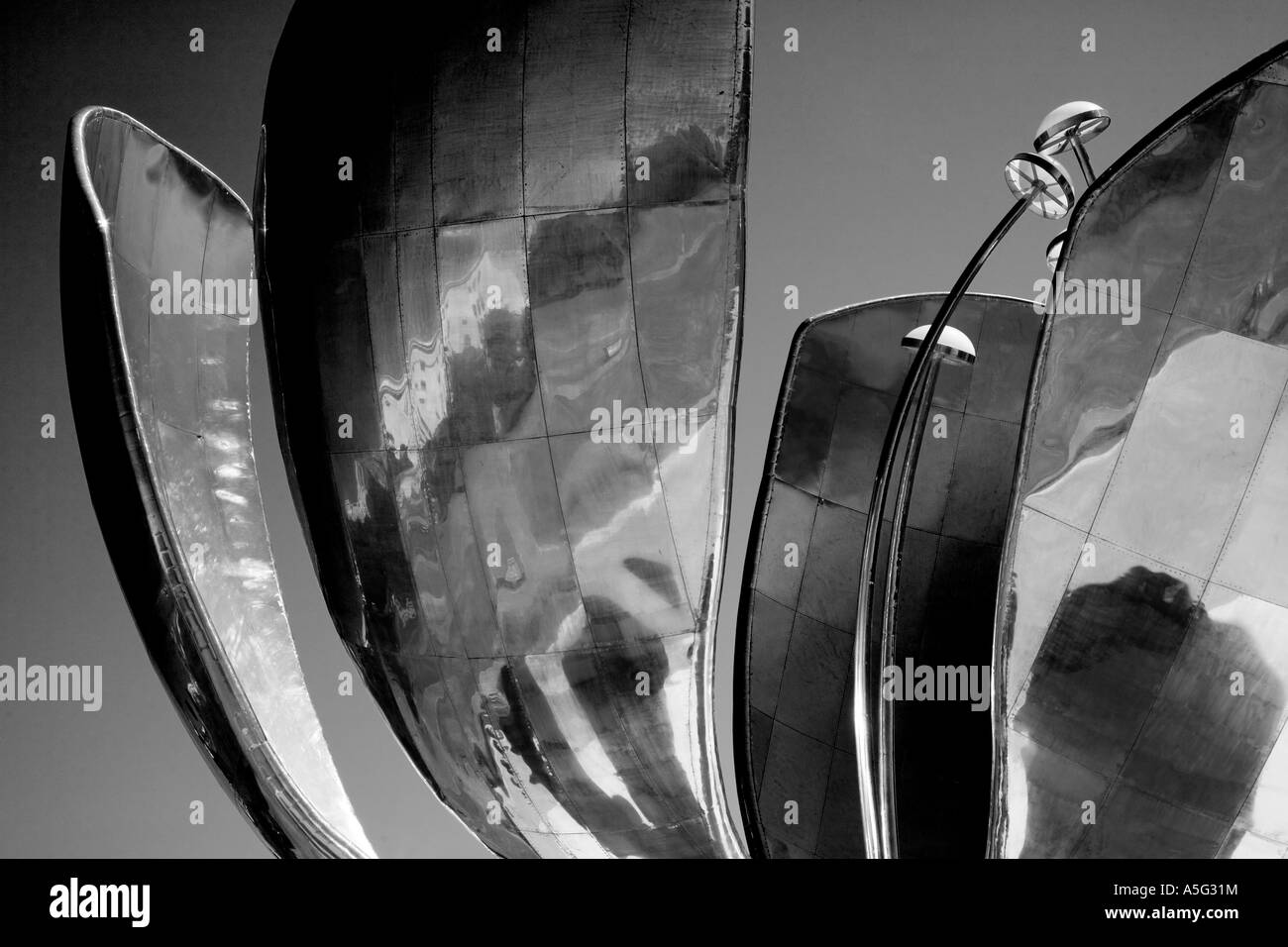 Black And White Floralis Generica Gigantic Flower Eduardo Catalano Plaza Naciones Unidas Buenoa Aires Argentina South America Stock Photo