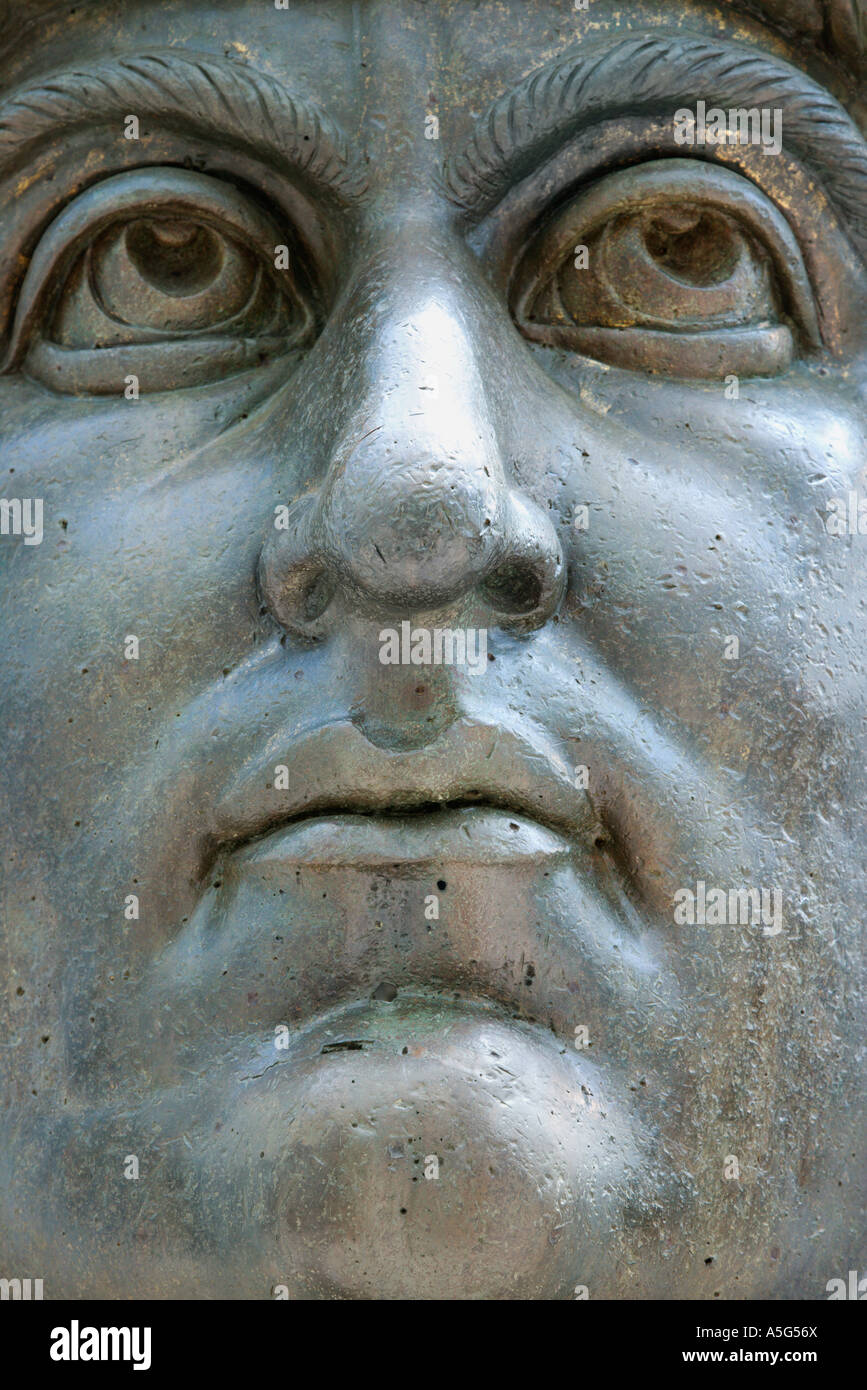 Close up of colossal head of Constantine I statue at the Capitoline Museum Rome Italy Stock Photo