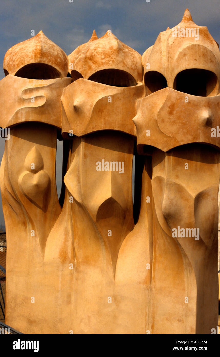 Fantastic sculptural chimneys on the roof of Antoni Gaudi s Las Pedrera ...