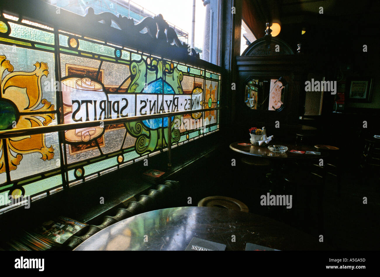 Stained glass window Ryans Bar Parkgate St Dublin Stock Photo Alamy