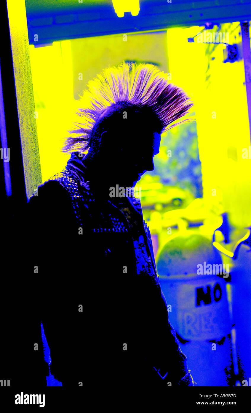 Digitally altered shot of punk with Mohawk Stock Photo