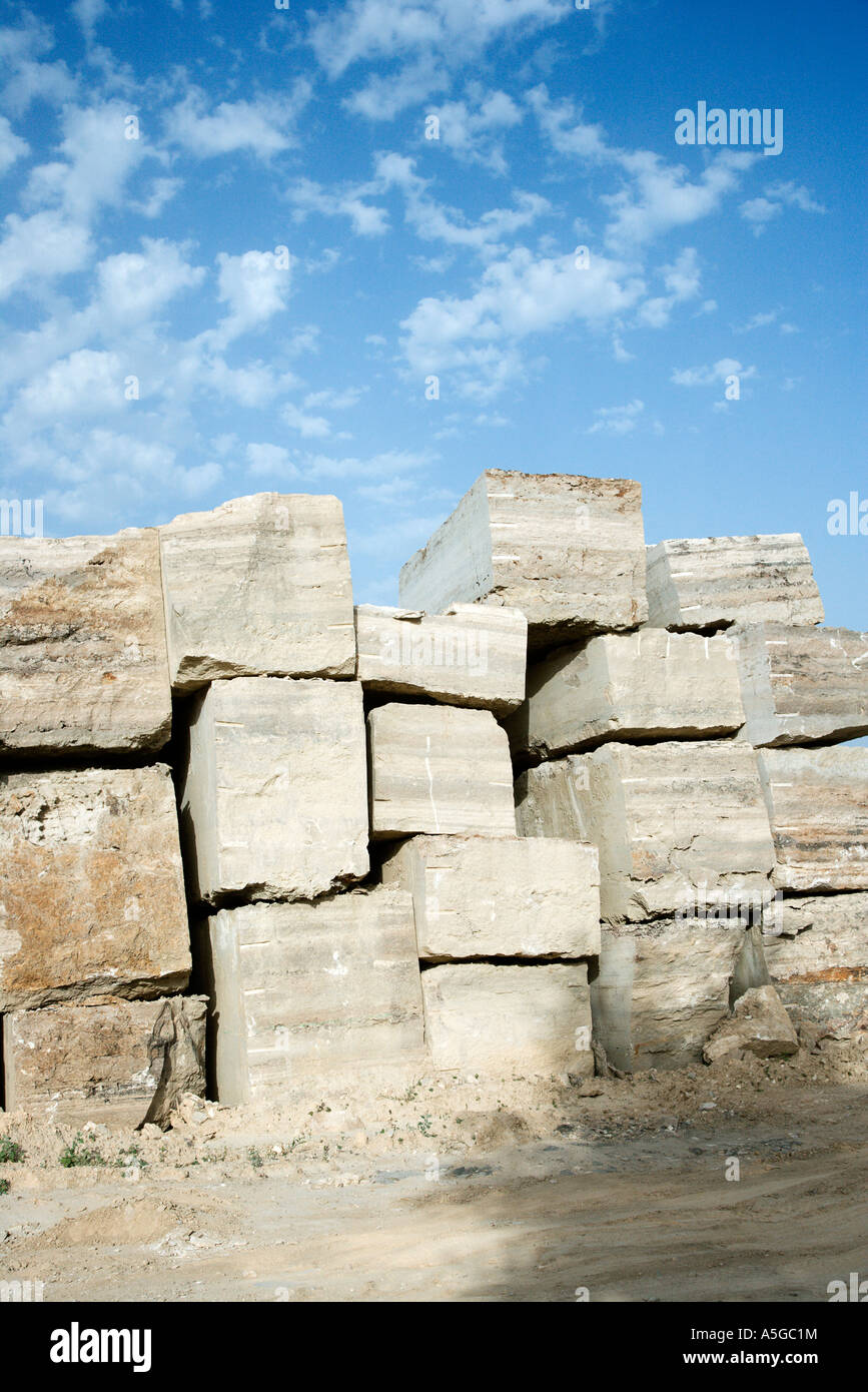 Travertine stone excavated from open mine quarry Stock Photo - Alamy