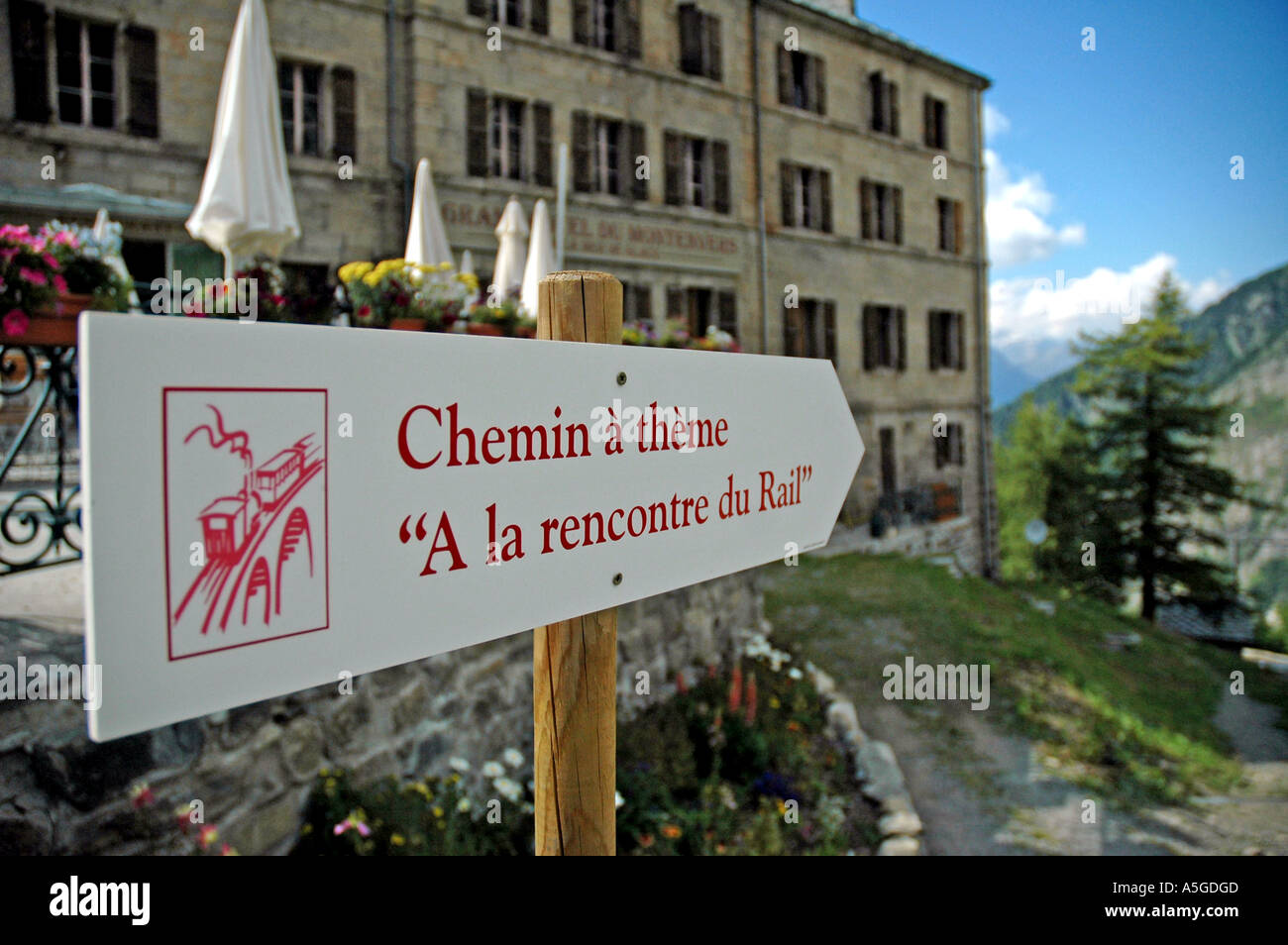 Grand Hotel du Montenvers above the Chamonix valley Mont Blanc massif