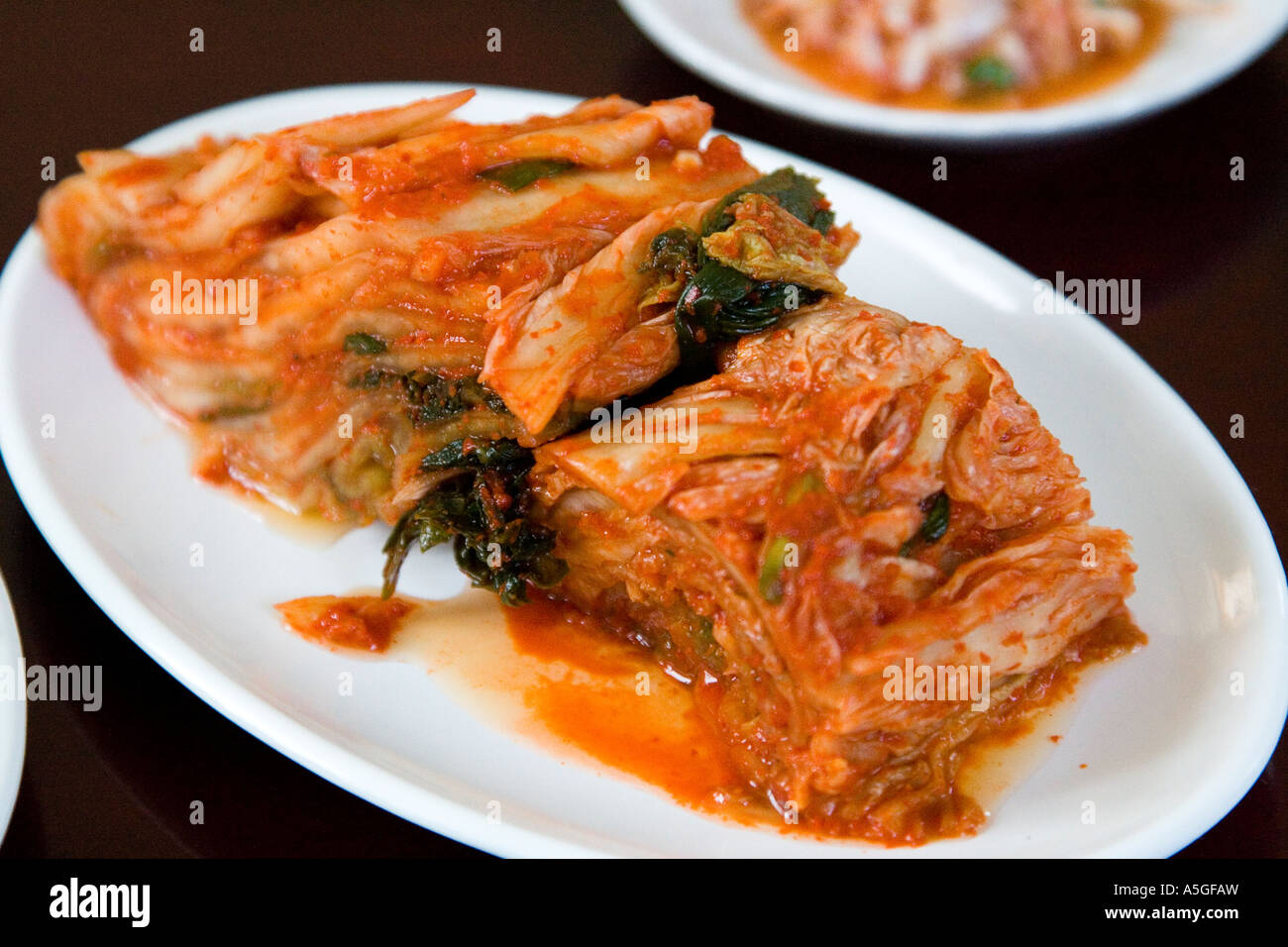 Kimchi, a Pickled Cabage, a Popular Korean Panchan or Side Dish, Seoul, Korea Stock Photo