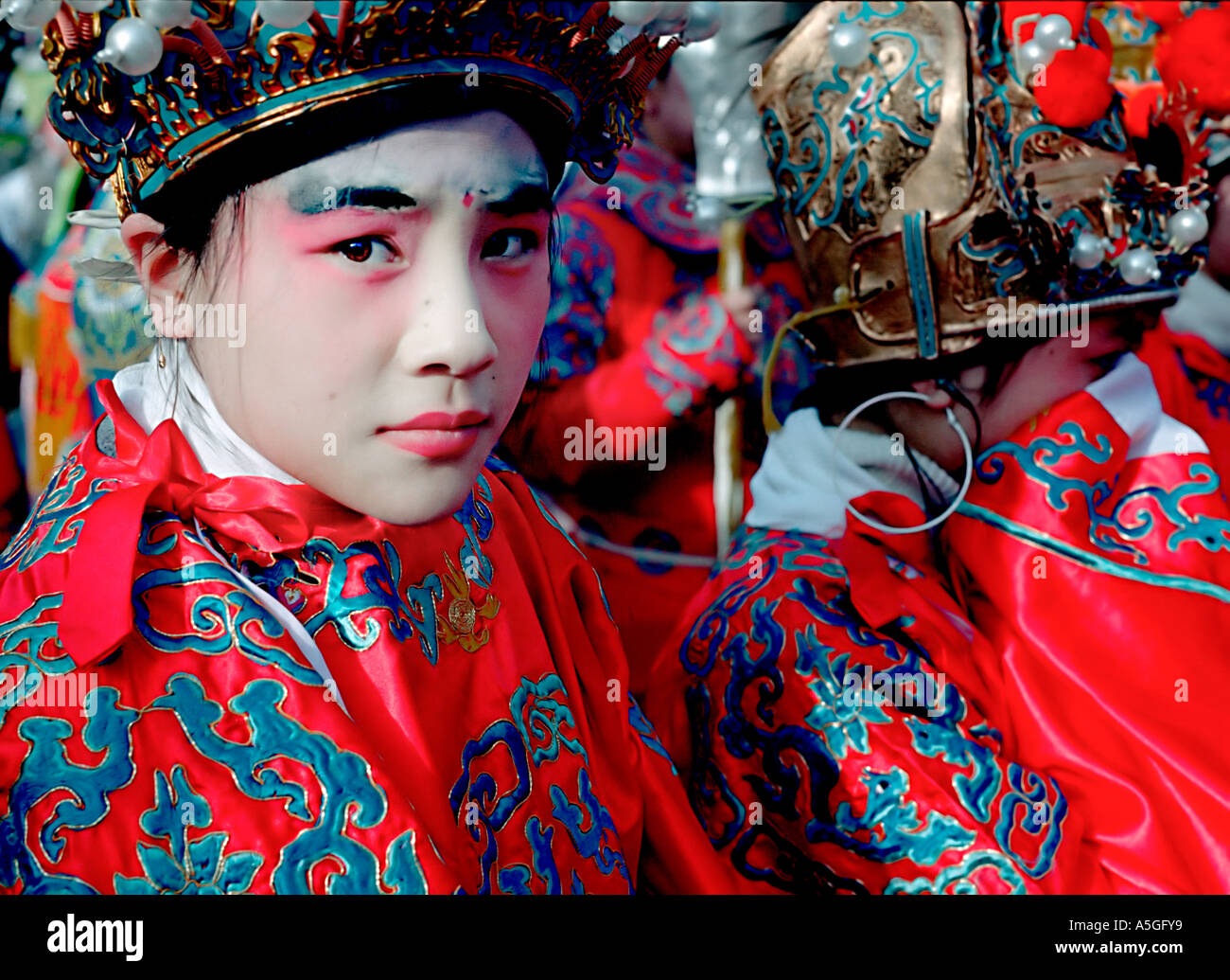 Members of the Chinese community in Paris gather in full regalia for the celebration of the Chinese New Year Stock Photo