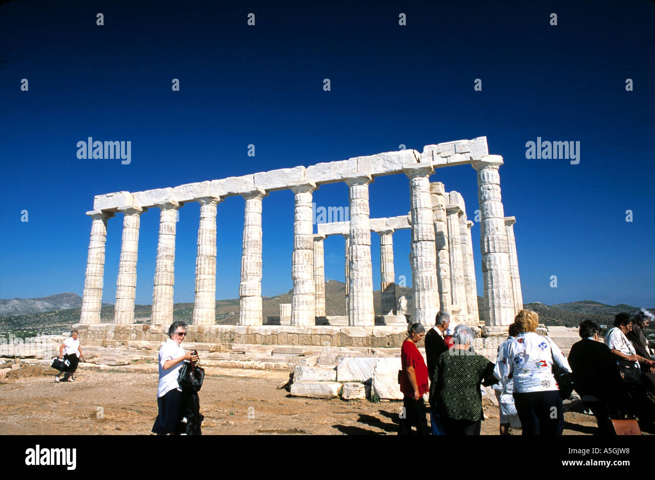 Attica, Sounion Temple Of Poseidon Stock Photo