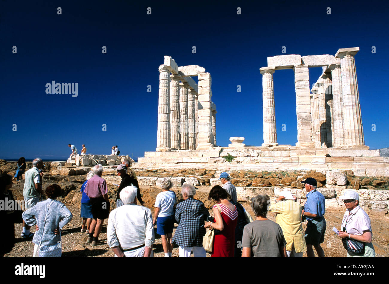 Attica, Sounion Temple Of Poseidon Stock Photo