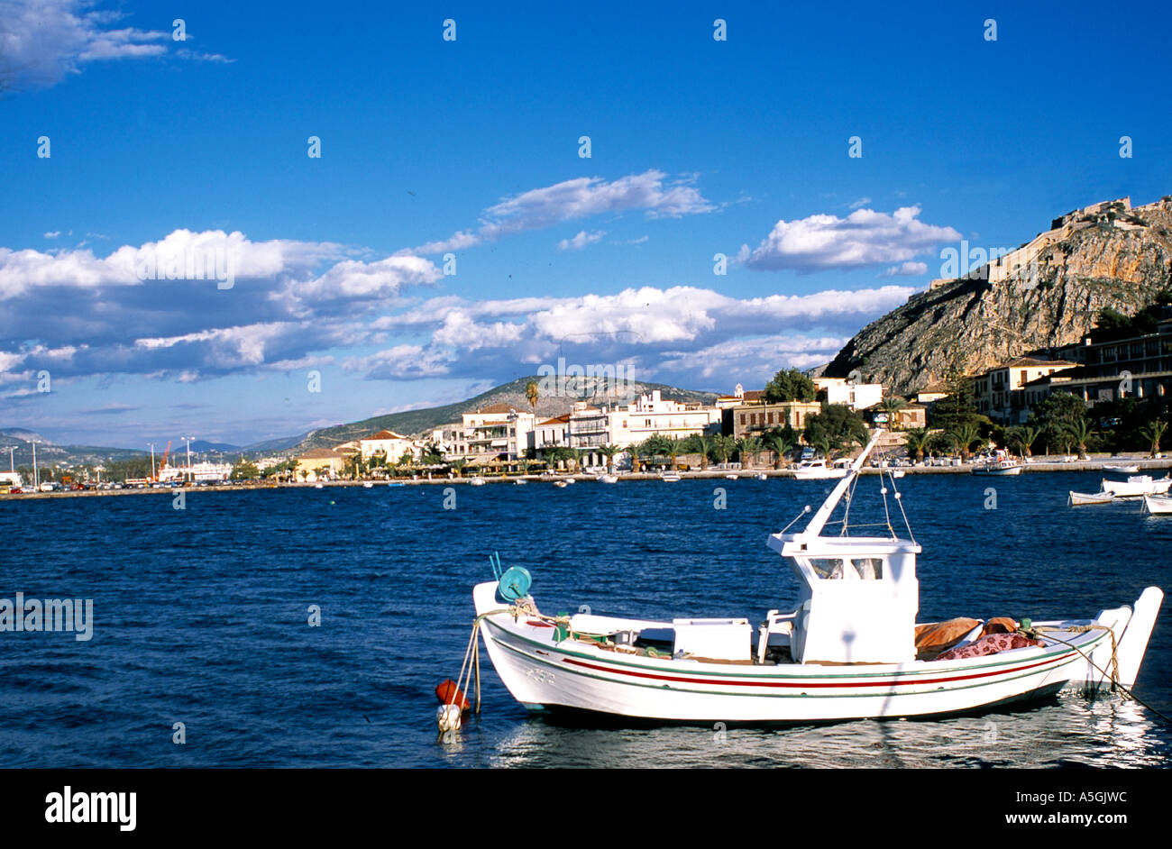 Daytime Coastal Town View Stock Photo - Alamy