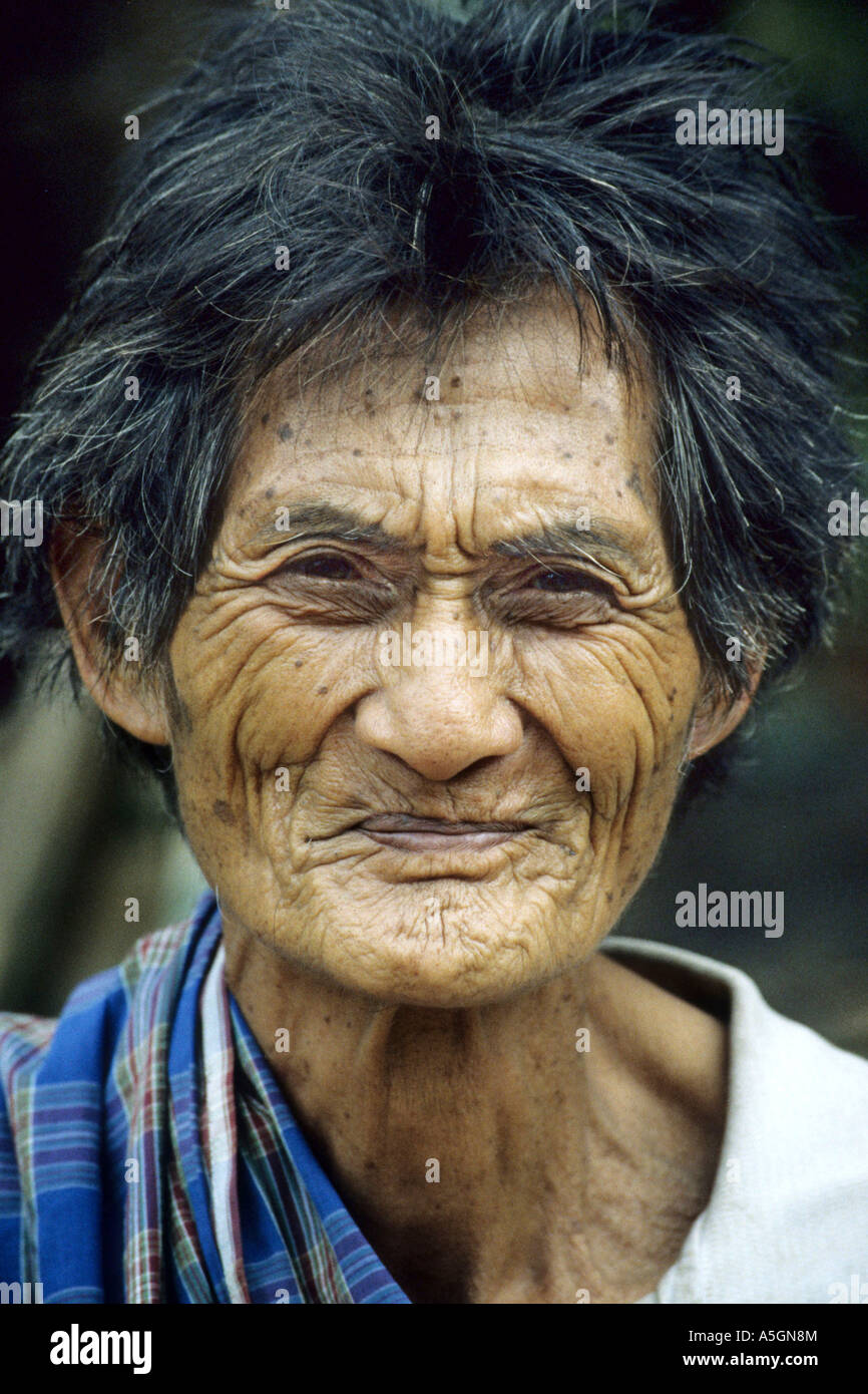 portrait of an Indonesian old man, Indonesia, Sulawesi Stock Photo