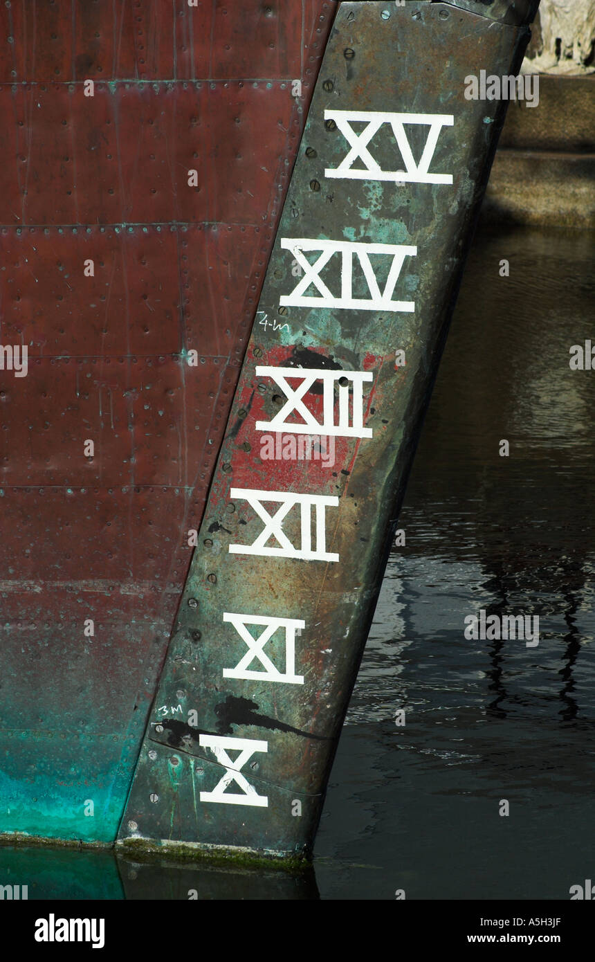 Roman numerals on ship bow Stock Photo