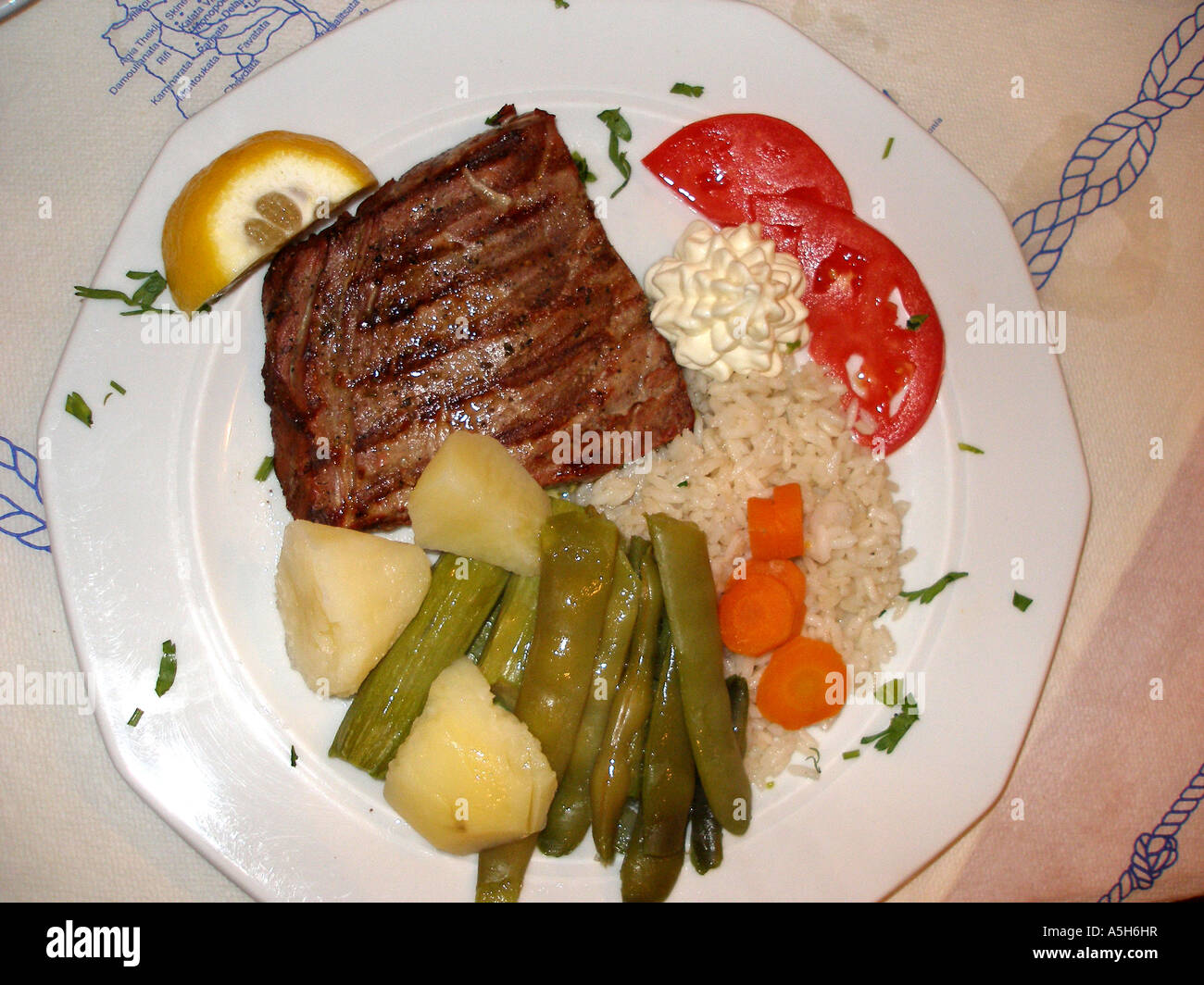 Greek style Tuna steak Stock Photo Alamy
