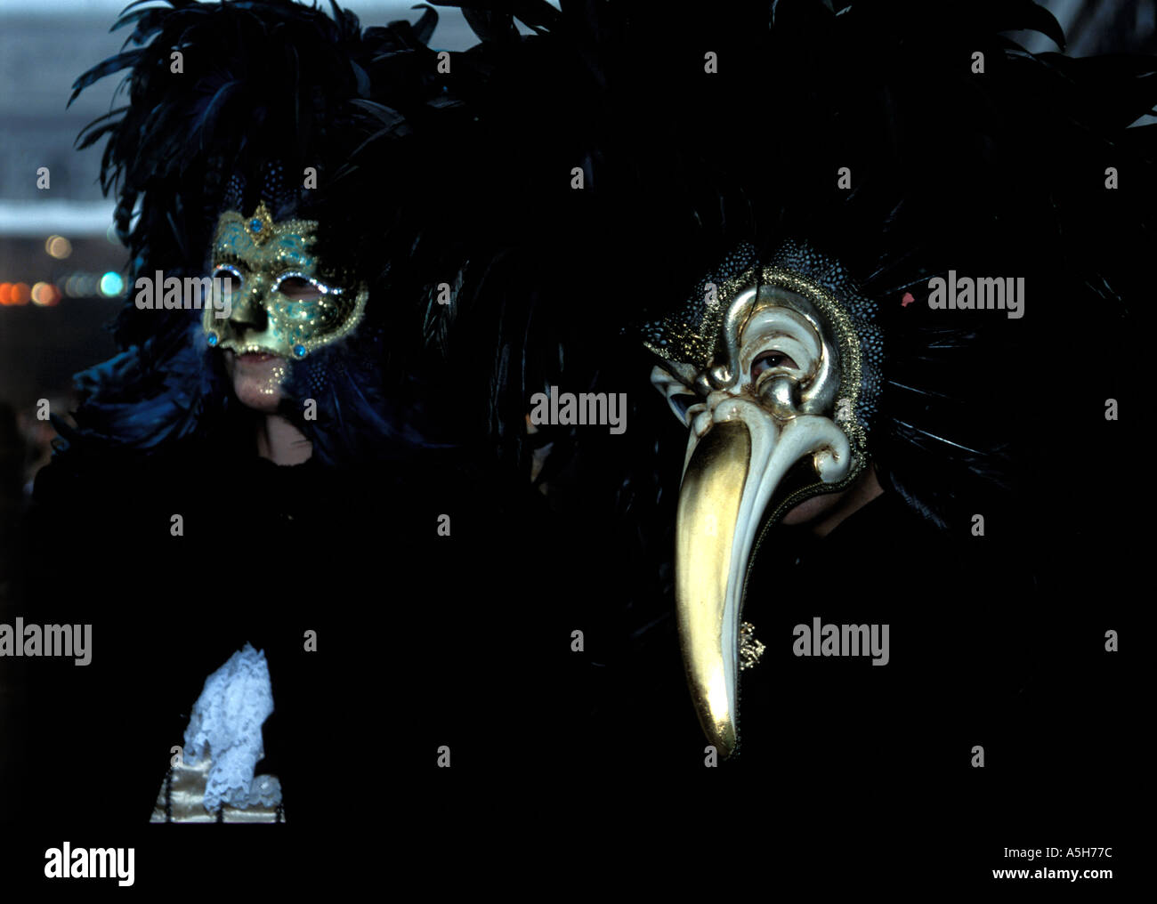 Plague doctor Extravagant Carnival Masks in Venice Italy Stock Photo