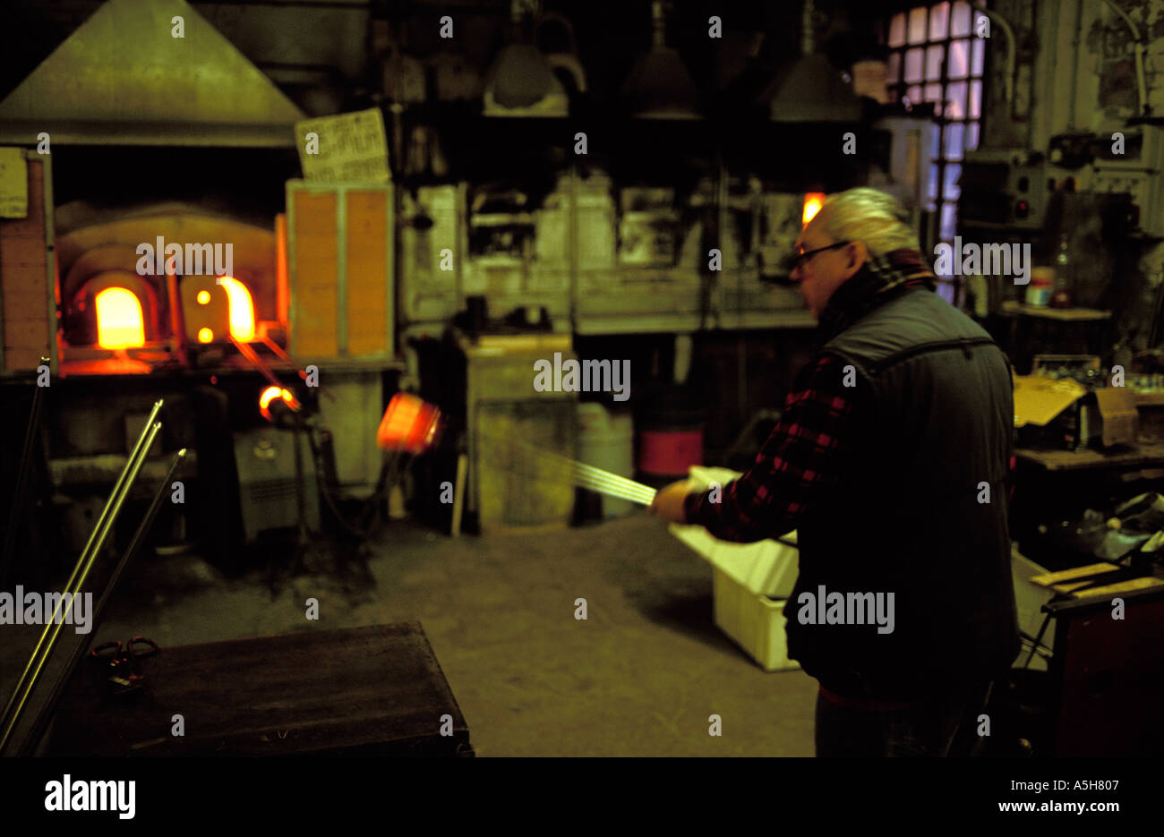 Glass blowers in Murano glass works Venice Italy Stock Photo Alamy