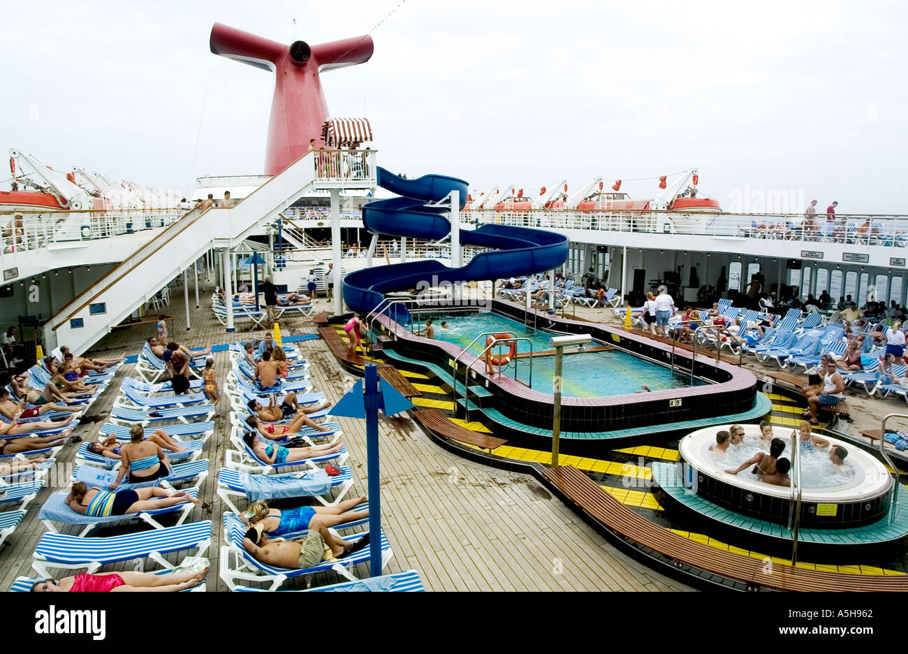 Deck of cruise ship Stock Photo