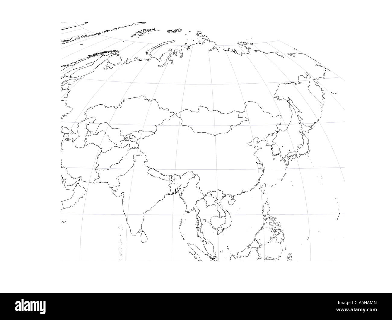 Outline politicall map of Russia india china Stock Photo