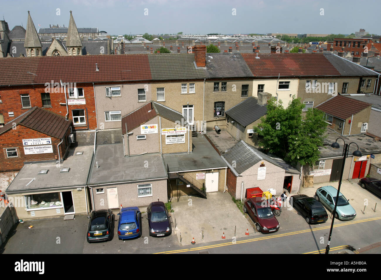 High level view of Faringdon Road and parts of the railway village in