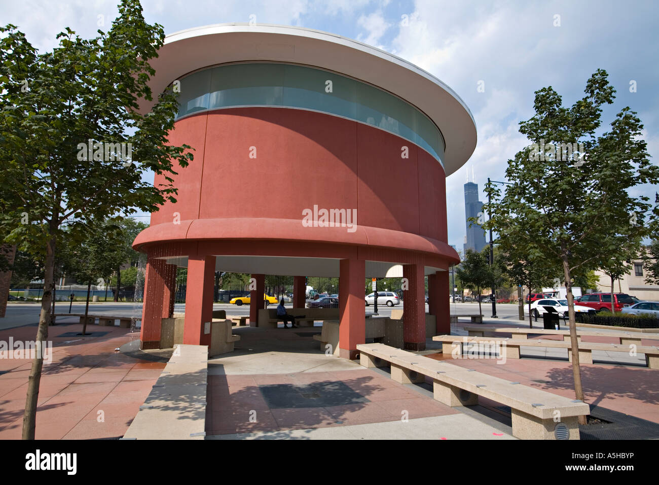 ILLINOIS Chicago UIC Skyspace structure by James Turrell curtains of