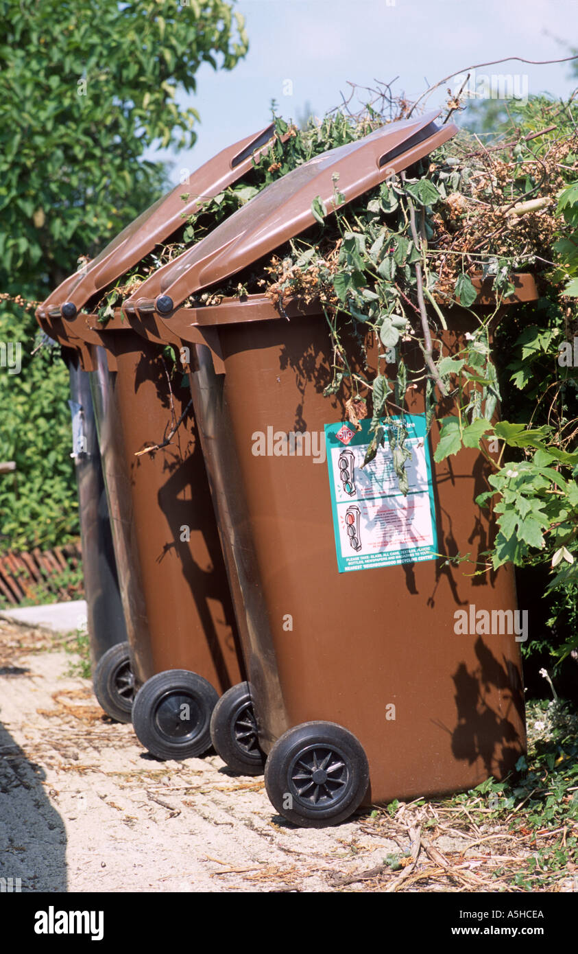 brown wheelie bins Stock Photo Alamy