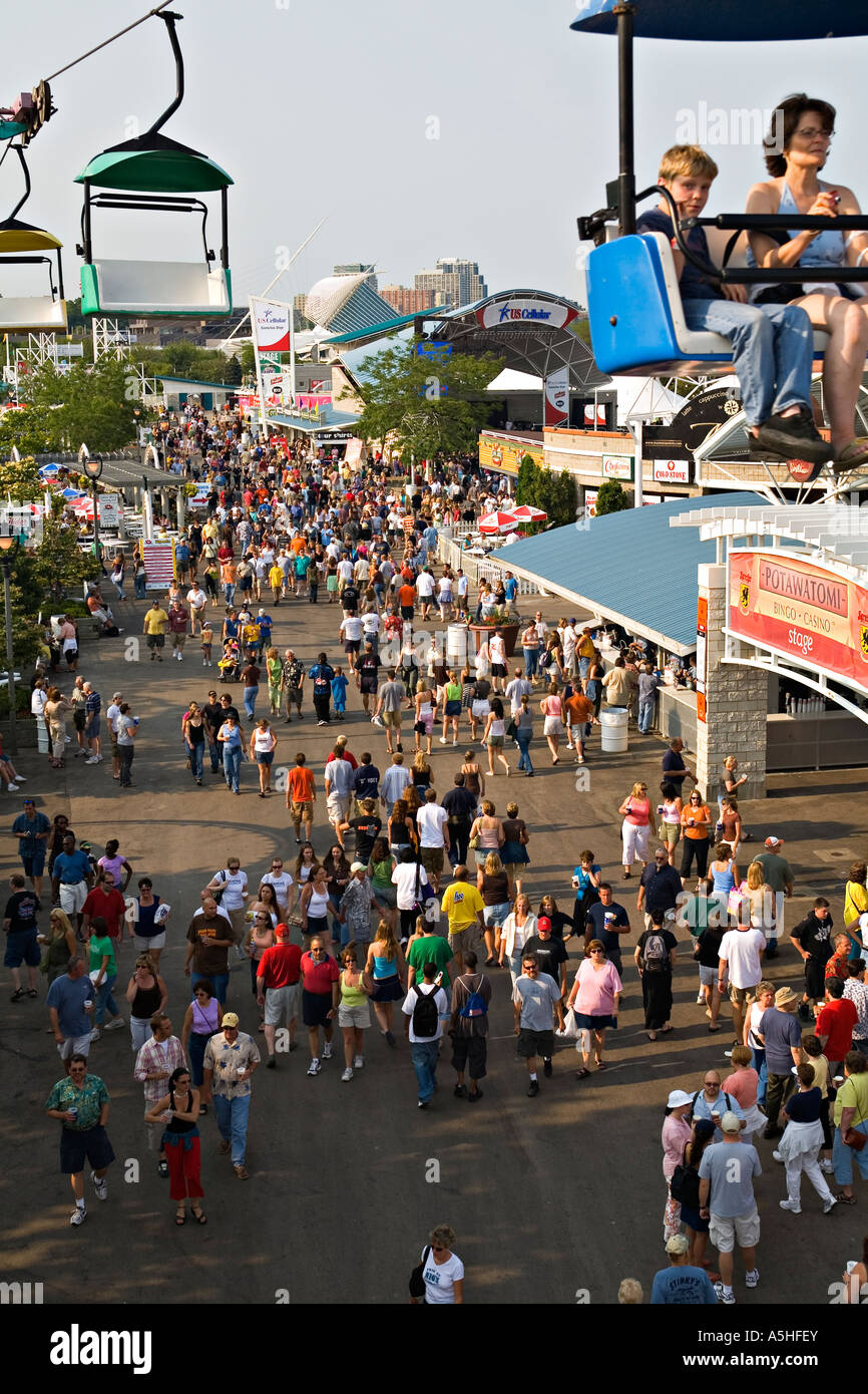 WISCONSIN Milwaukee Crowd viewed from Skyglider tram at Summerfest