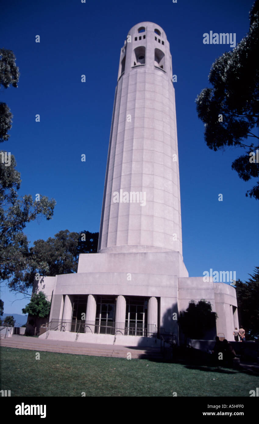 Coit Tower 1933 at the top of Telegraph Hill in San Francisco Stock Photo