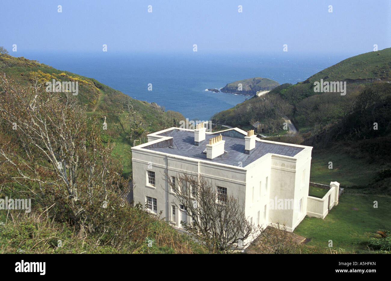 Millcombe House on Lundy Island in the Bristol Channel Devon England Stock Photo