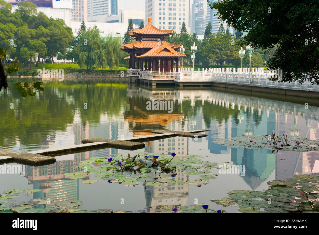 Asia china guandong shenzhen special economic zone SEZ litchi park pagoda Stock Photo