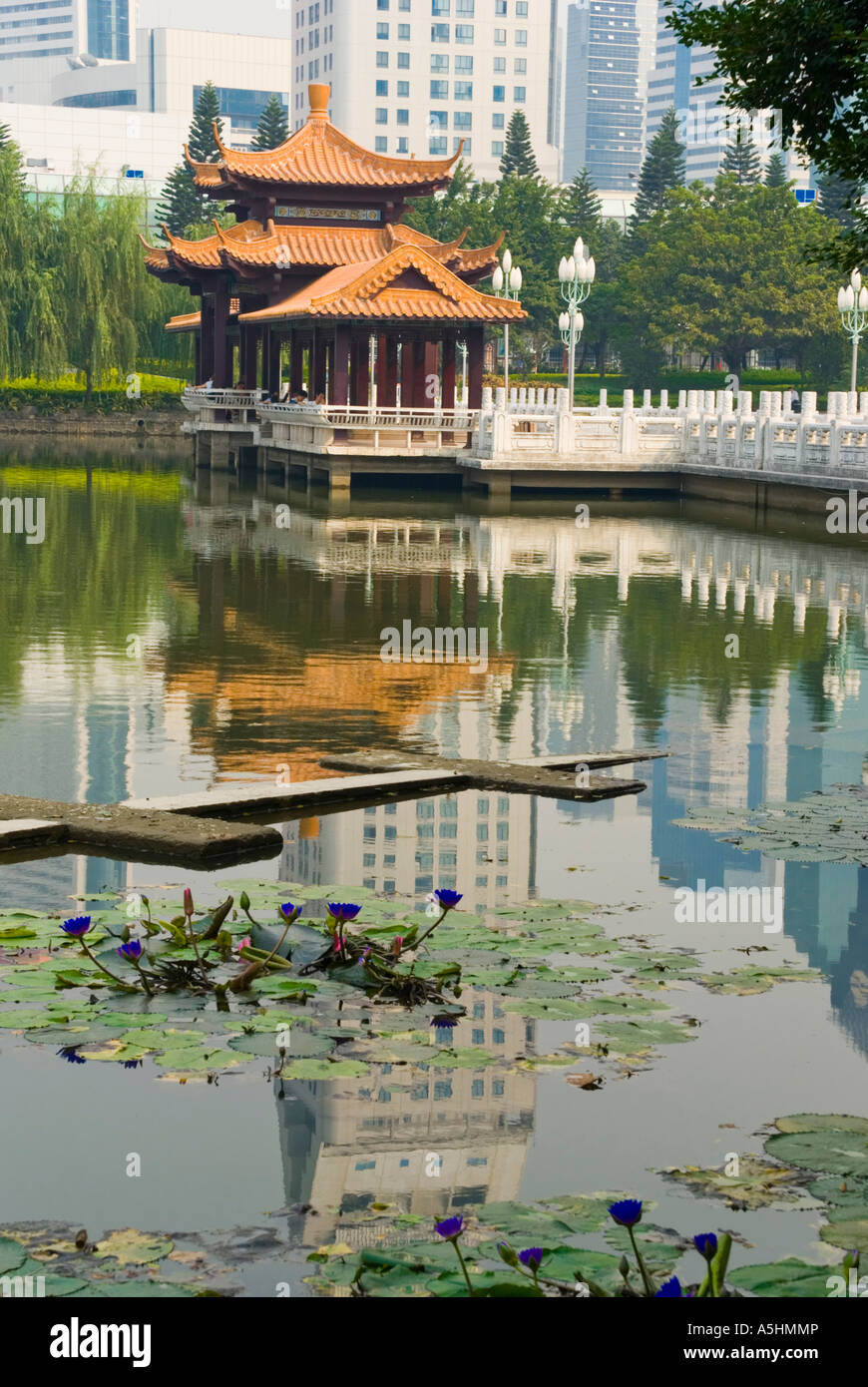 Asia china guandong shenzhen special economic zone SEZ litchi park pagoda Stock Photo