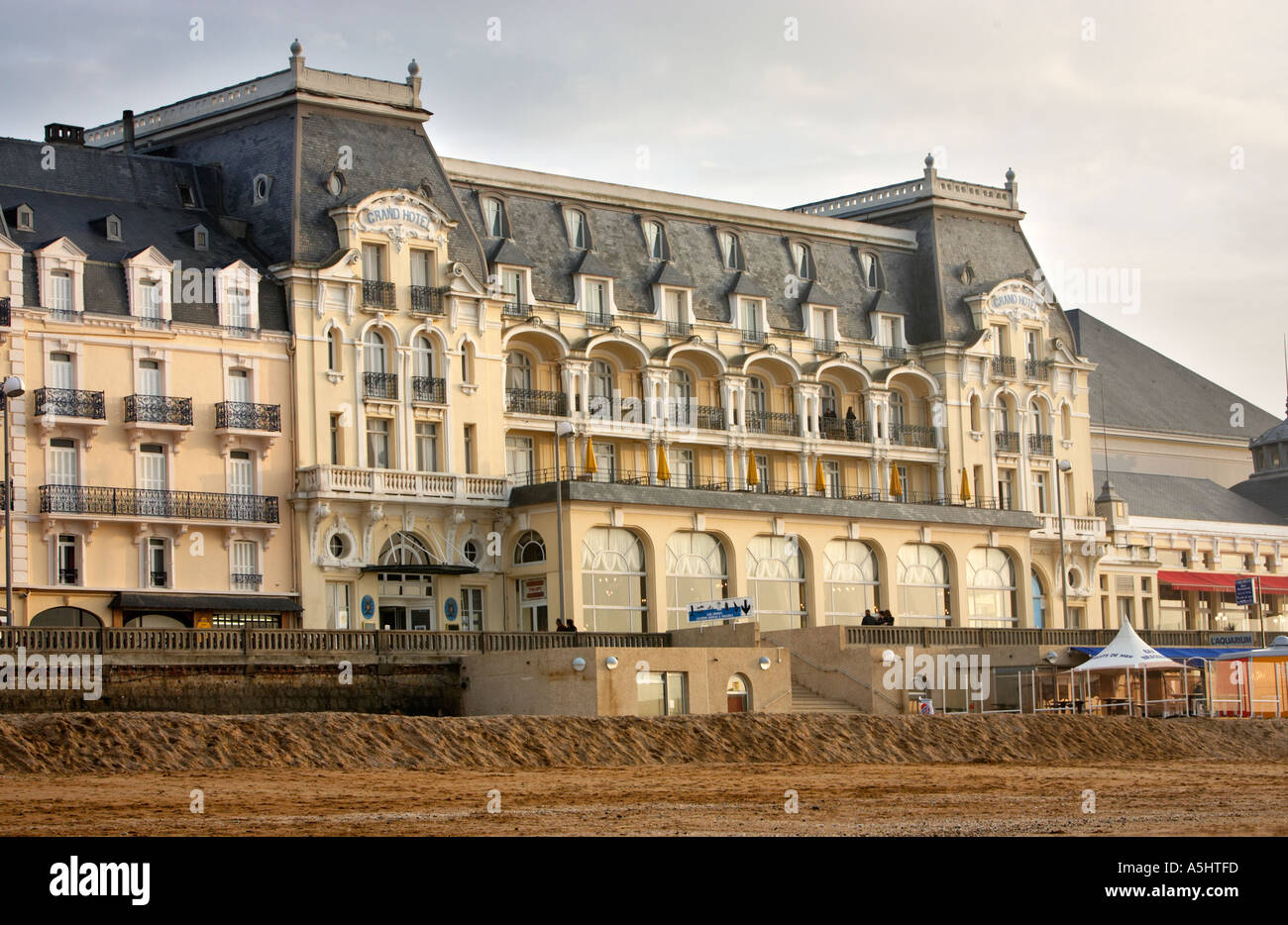 Grand Hotel Cabourg Normandy France Europe from the beach in late