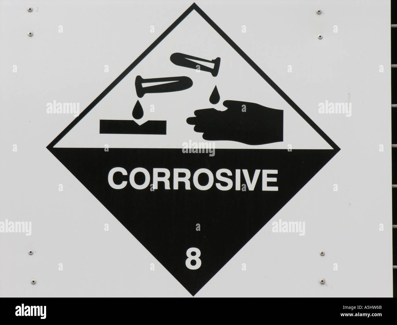 Corrosive warning sign depicting acid and hand Stock Photo 3695978 Alamy