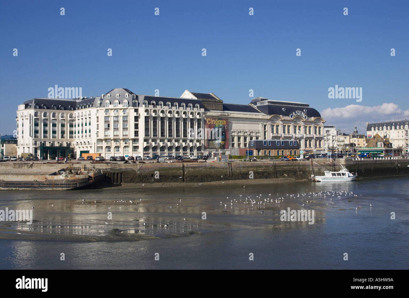 Trouville Barriere Casino and river Touques, Trouville, Normandy, France, Europe Stock Photo