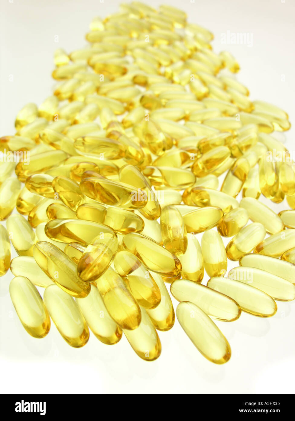 Fish oil capsules Stock Photo