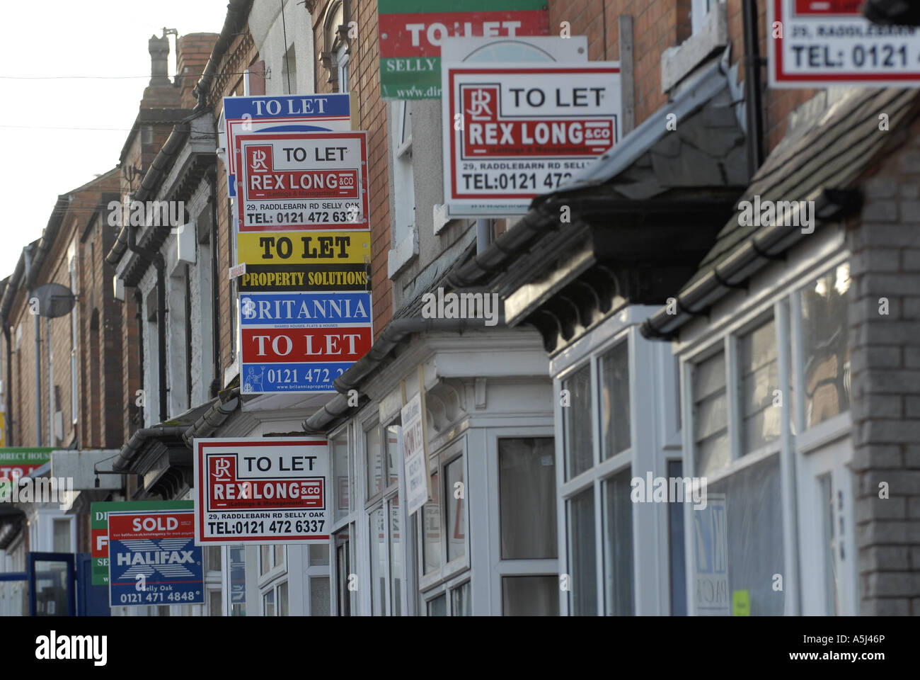 Homes to let in thee student district of Bournbrook, Birmingham, close to the University of Birmingham. Stock Photo