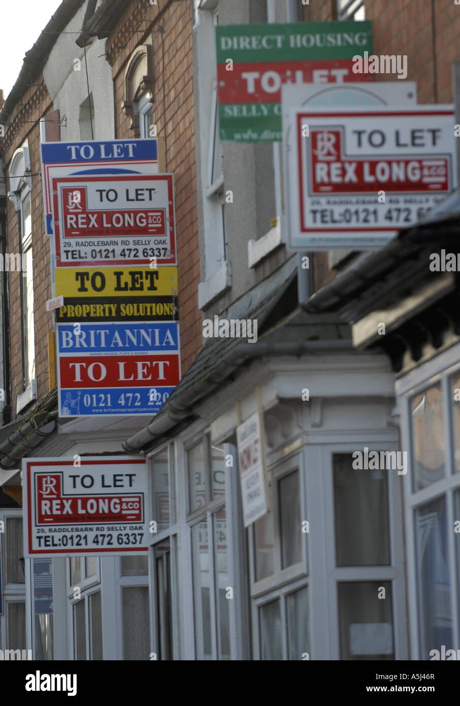 Homes to let in thee student district of Bournbrook, Birmingham, close to the University of Birmingham. Stock Photo