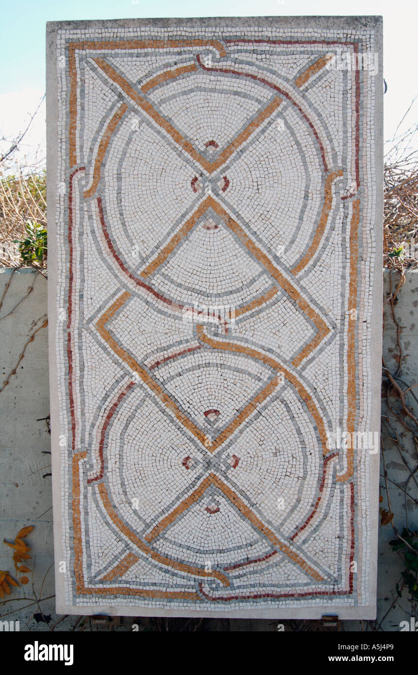 Segment of a mosaic pavement from suhmata church Israel 6th century CE Stock Photo