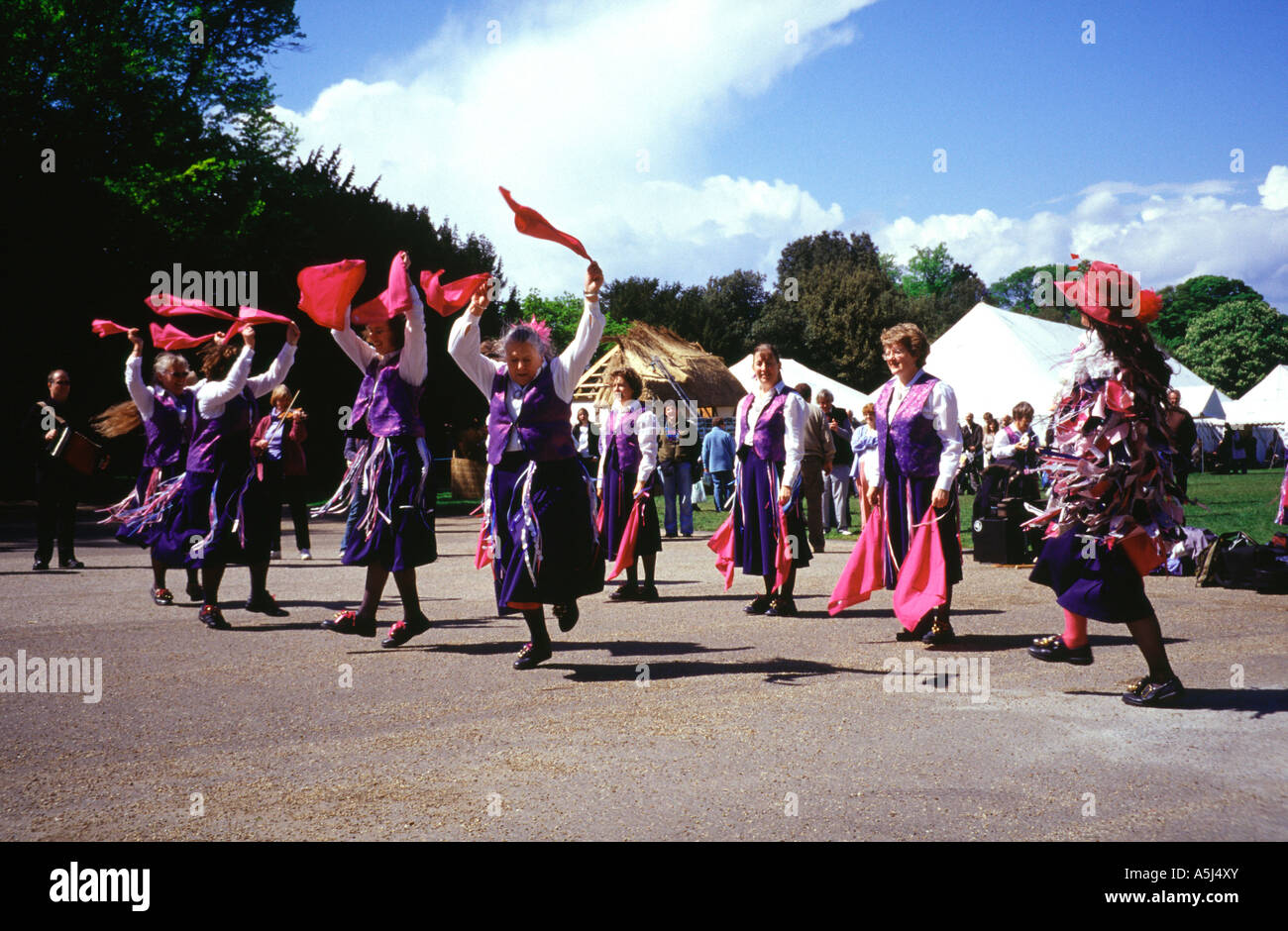 The handkerchief folk dance, Hertfordshire, England, UK Stock Photo