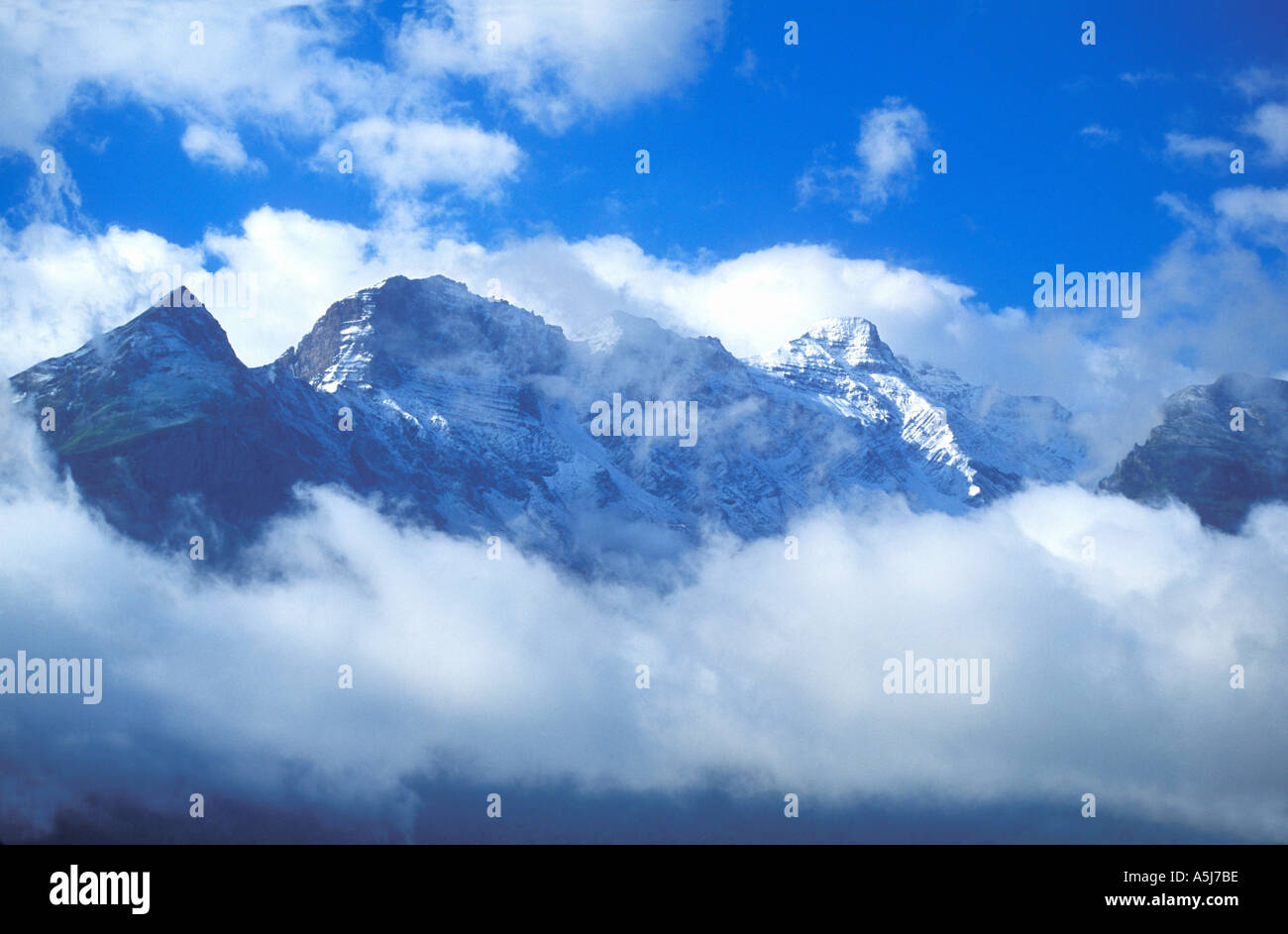 Swiss Alps in summer from Brunig Pass betwenn Lucerne and Interlaken Switzerland Europe EU Stock Photo