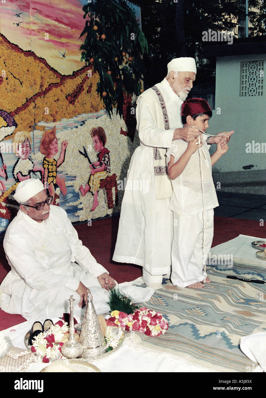Zoroastrian Navjote Parsi thread ceremony Bombay Mumbai India - Only for editorial use Stock Photo